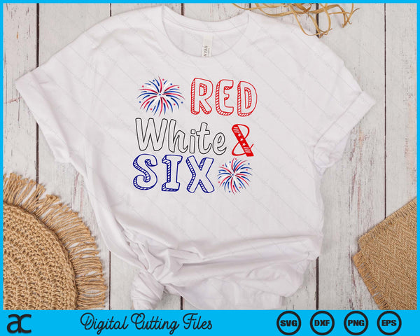 Kids Red White & Six 6th Birthday 4th Of July Independence Day SVG PNG Digital Cutting File