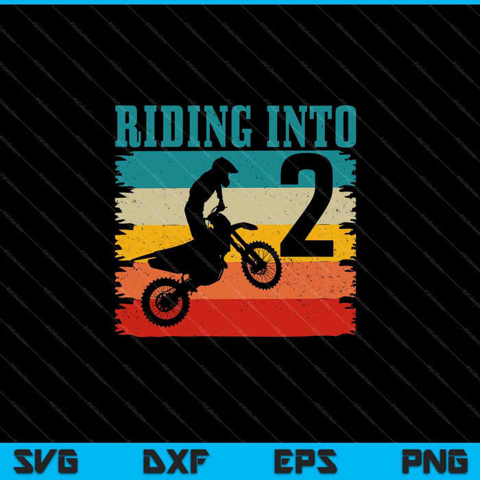 Kids Riding Into 2nd Birthday Dirt Bike Enduro SVG PNG Cutting Printable Files