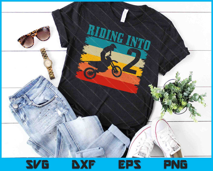 Kids Riding Into 2nd Birthday Dirt Bike Enduro SVG PNG Cutting Printable Files