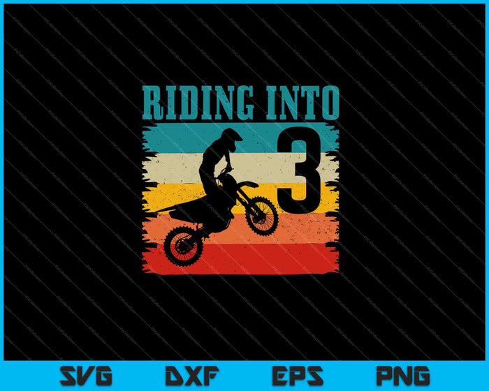 Kids Riding Into 3rd Birthday Dirt Bike Enduro SVG PNG Cutting Printable Files