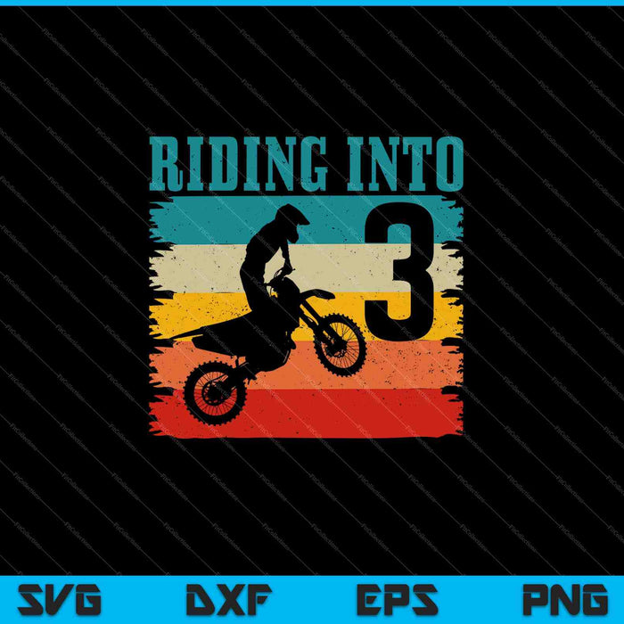 Kids Riding Into 3rd Birthday Dirt Bike Enduro SVG PNG Cutting Printable Files