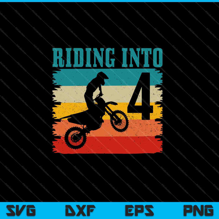 Kids Riding Into 4th Birthday Dirt Bike Enduro SVG PNG Cutting Printable Files