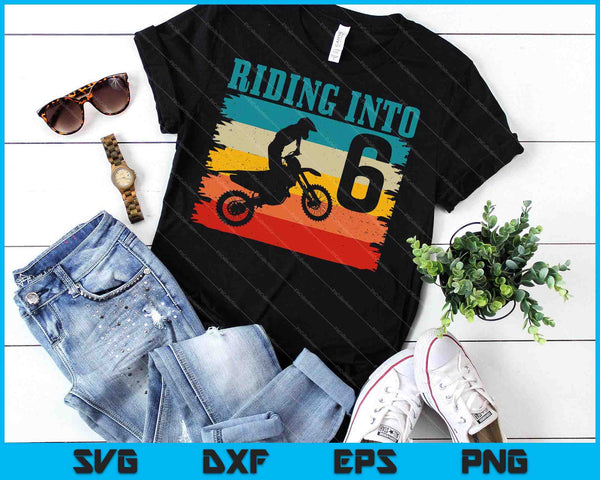 Kids Riding Into 6 Motocross 6th Birthday Dirt Bike Enduro SVG PNG Cutting Printable Files - on a t-shirt