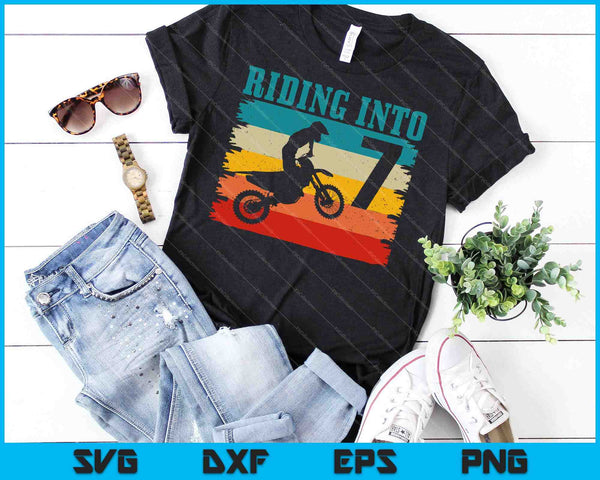 Kids Riding Into 7th Birthday Dirt Bike Enduro SVG PNG Cutting Printable Files - on a t-shirt