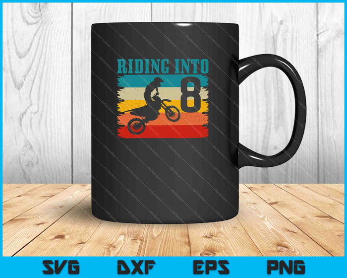 Niños montando en el octavo cumpleaños Dirt Bike Enduro SVG PNG cortando archivos imprimibles