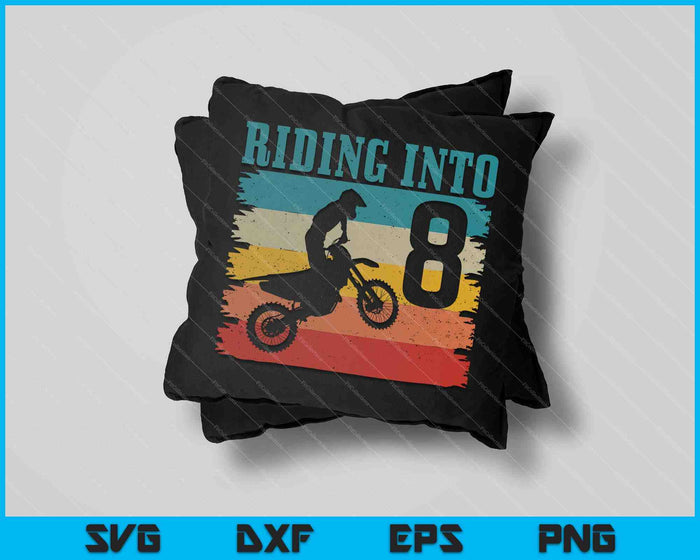 Niños montando en el octavo cumpleaños Dirt Bike Enduro SVG PNG cortando archivos imprimibles