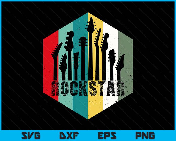 Kids Rockstar Vintage Guitar SVG PNG Digital Printable Files