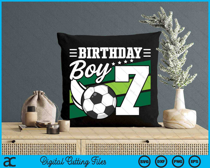 Kids Soccer Birthday Party 7 Year Old Boy 7th Birthday SVG PNG Digital Cutting Files