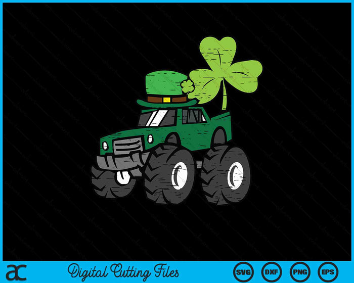 Kids St Patrick Day Monster Truck Saint Pattys Irish Toddler Boys SVG PNG Digital Printable Files