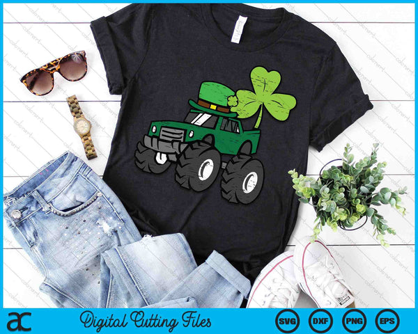 Kids St Patrick Day Monster Truck Saint Pattys Irish Toddler Boys SVG PNG Digital Printable Files