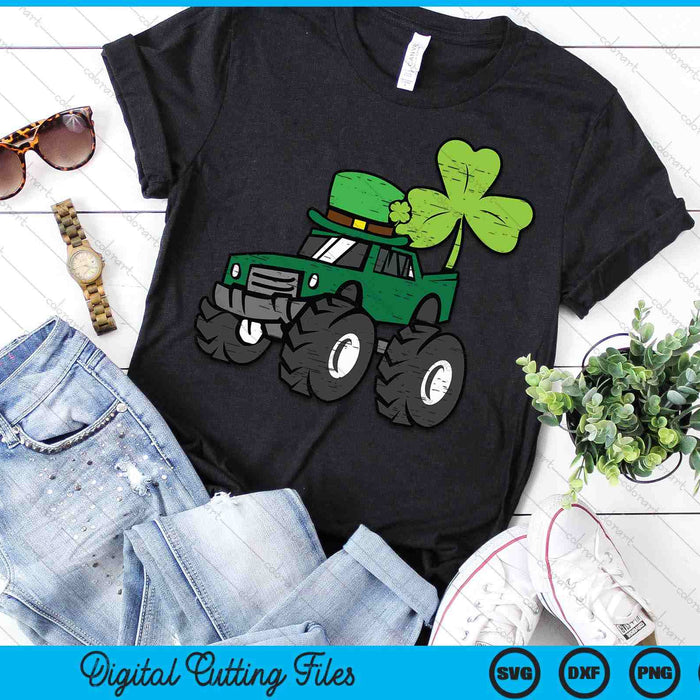 Kids St Patrick Day Monster Truck Saint Pattys Irish Toddler Boys SVG PNG Digital Printable Files