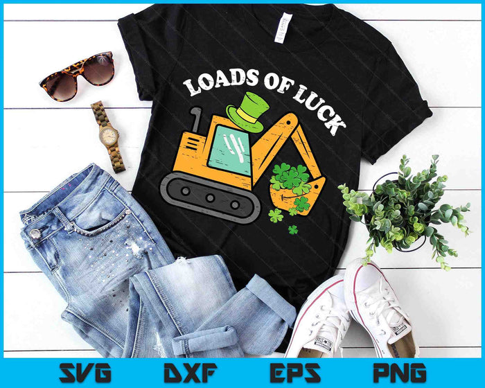 Kids St Patricks Day Excavator Loads Luck Saint Paddys Truck Boys SVG PNG Digital Printable Files