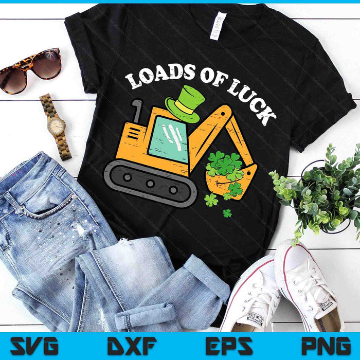 Kids St Patricks Day Excavator Loads Luck Saint Paddys Truck Boys SVG PNG Digital Printable Files