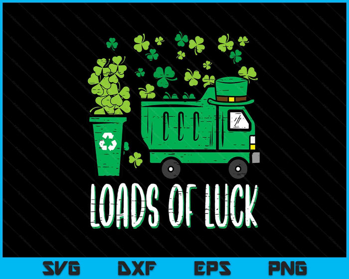 Kids St Patricks Day Garbage Truck Load Of Luck Toddler Boys SVG PNG Digital Printable Files