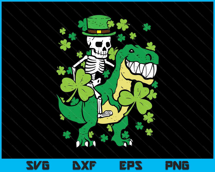 Kids St Patricks Day Skeleton On Dino Saint Paddys Toddler Boys SVG PNG Digital Printable Files