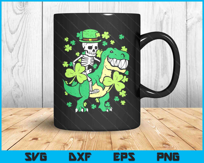 Kids St Patricks Day Skeleton On Dino Saint Paddys Toddler Boys SVG PNG Digital Printable Files