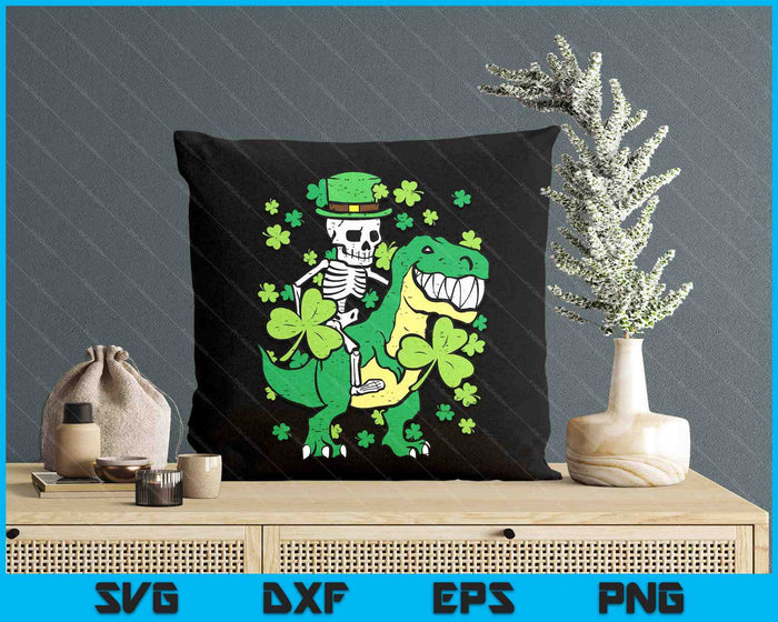 Kids St Patricks Day Skeleton On Dino Saint Paddys Toddler Boys SVG PNG Digital Printable Files