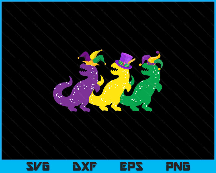 Trex Dinos Purple Yellow Green Mardi Gras SVG PNG Digital Printable Files