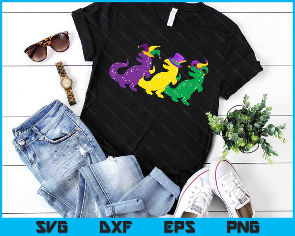 Trex Dinos Purple Yellow Green Mardi Gras SVG PNG Digital Printable Files