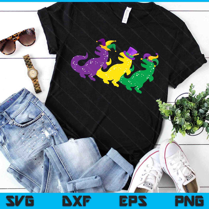 Trex Dinos Purple Yellow Green Mardi Gras SVG PNG Digital Printable Files