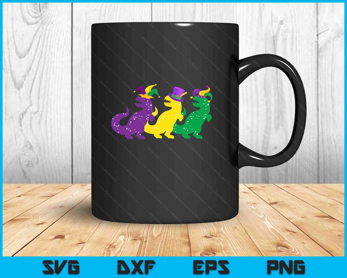 Trex Dinos Purple Yellow Green Mardi Gras SVG PNG Digital Printable Files