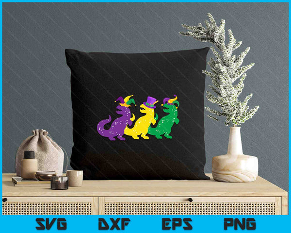 Trex Dinos Purple Yellow Green Mardi Gras SVG PNG Digital Printable Files