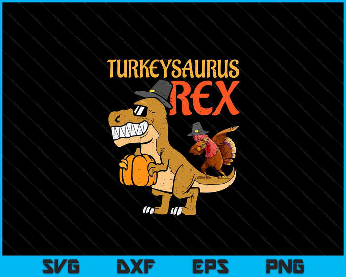 Kids Turkeysaurus Rex Dab Turkije Dino Thanksgiving SVG PNG digitale snijbestanden