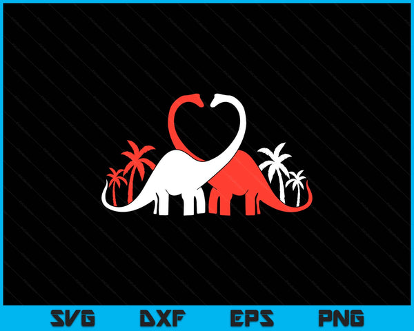 Kids Valentines Day Dino Brontosaurus Heart SVG PNG Digital Printable Files