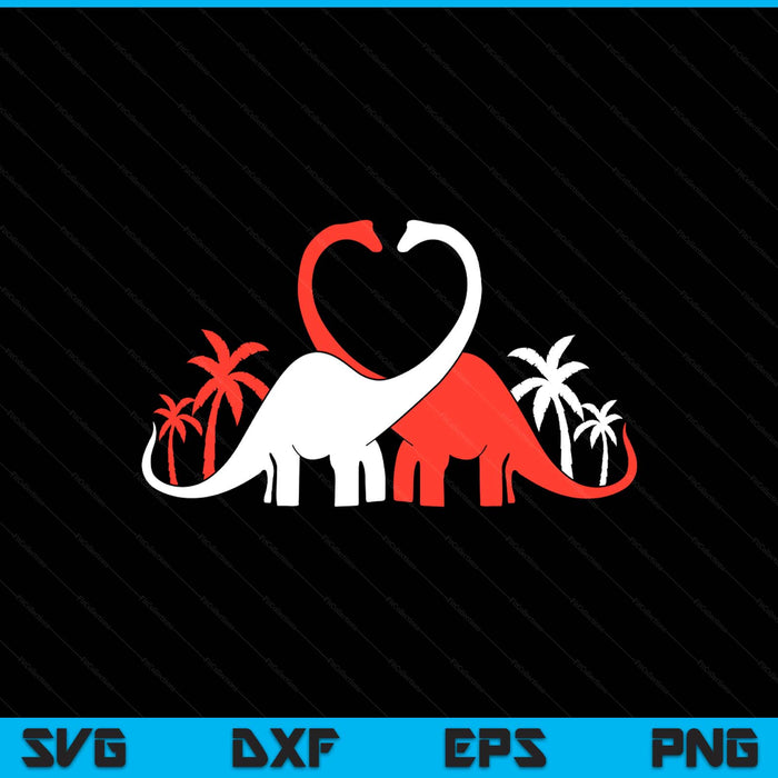 Kids Valentines Day Dino Brontosaurus Heart SVG PNG Digital Printable Files
