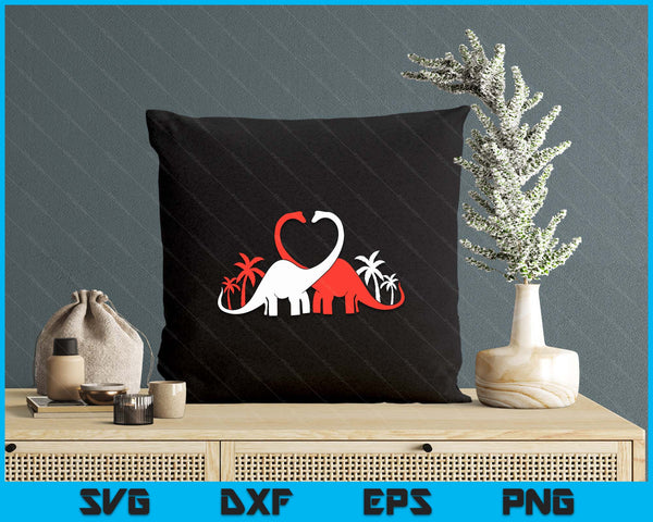 Kids Valentines Day Dino Brontosaurus Heart SVG PNG Digital Printable Files