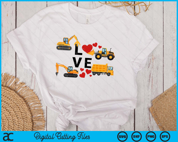 Kids Valentines Day Love Construction Vehicles SVG PNG Digital Printable Files