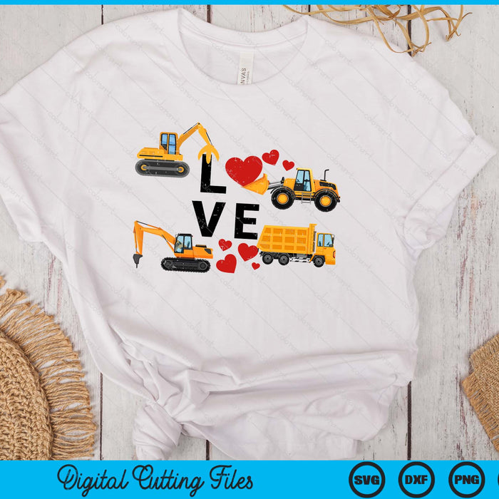 Kids Valentines Day Love Construction Vehicles SVG PNG Digital Printable Files