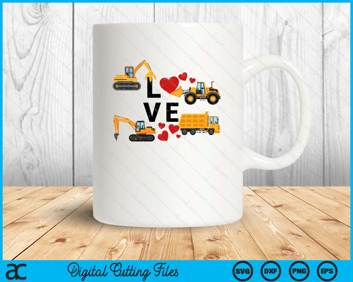 Kids Valentines Day Love Construction Vehicles SVG PNG Digital Printable Files