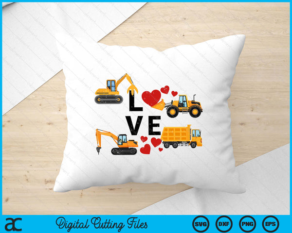 Kids Valentines Day Love Construction Vehicles SVG PNG Digital Printable Files