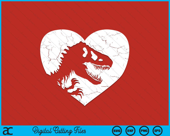 Kids Valentines Day T-Rex Dinosaur Heart Silhouette Boys Toddler SVG PNG Digital Printable Files