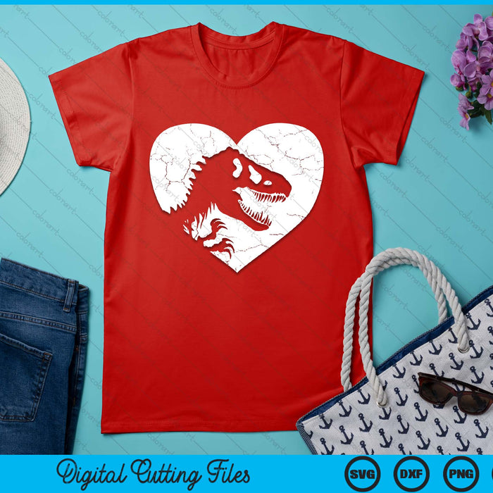 Kids Valentines Day T-Rex Dinosaur Heart Silhouette Boys Toddler SVG PNG Digital Printable Files