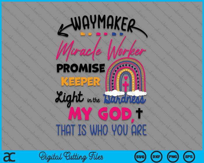 Kids Waymaker Miracle Worker Rainbow Boho Christian SVG PNG Digital Cutting Files