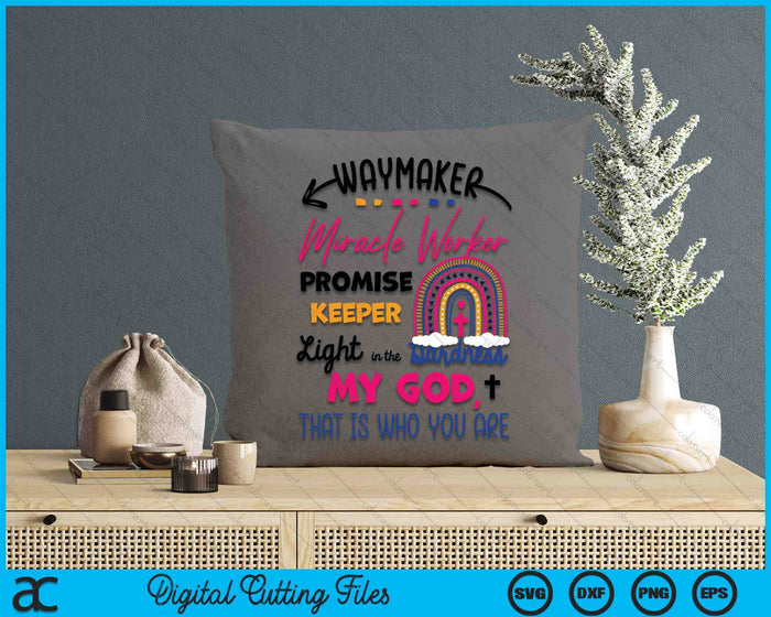 Kids Waymaker Miracle Worker Rainbow Boho Christian SVG PNG Digital Cutting Files