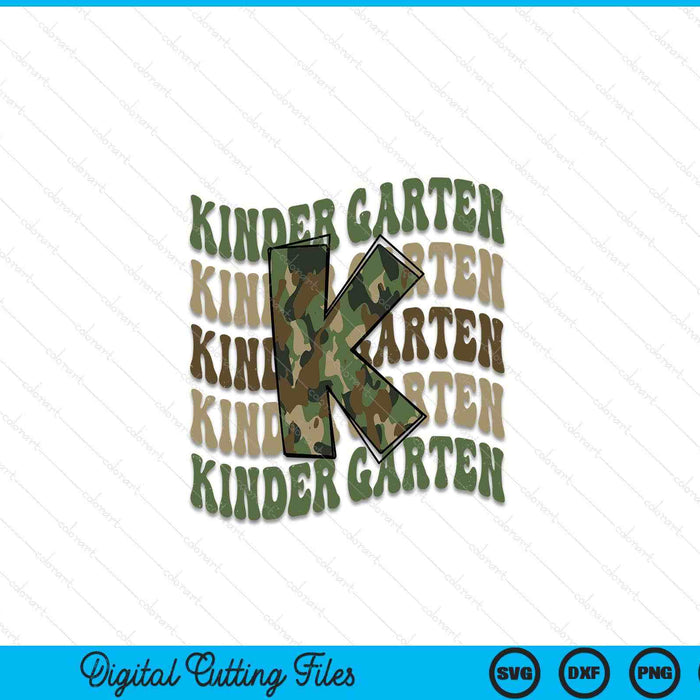 Kindergarten camo camouflage boy teacher back to school SVG cut file