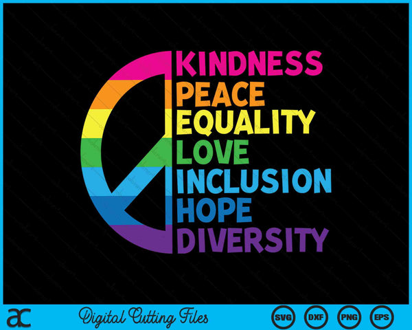 Vriendelijkheid Vrede Gelijkheid Liefde Inclusie Hoop Diversiteit SVG PNG Digitale Snijbestanden