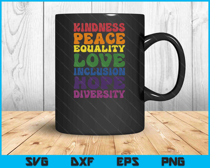 Vriendelijkheid vrede gelijkheid regenboogvlag voor trots maand SVG PNG digitale snijbestanden