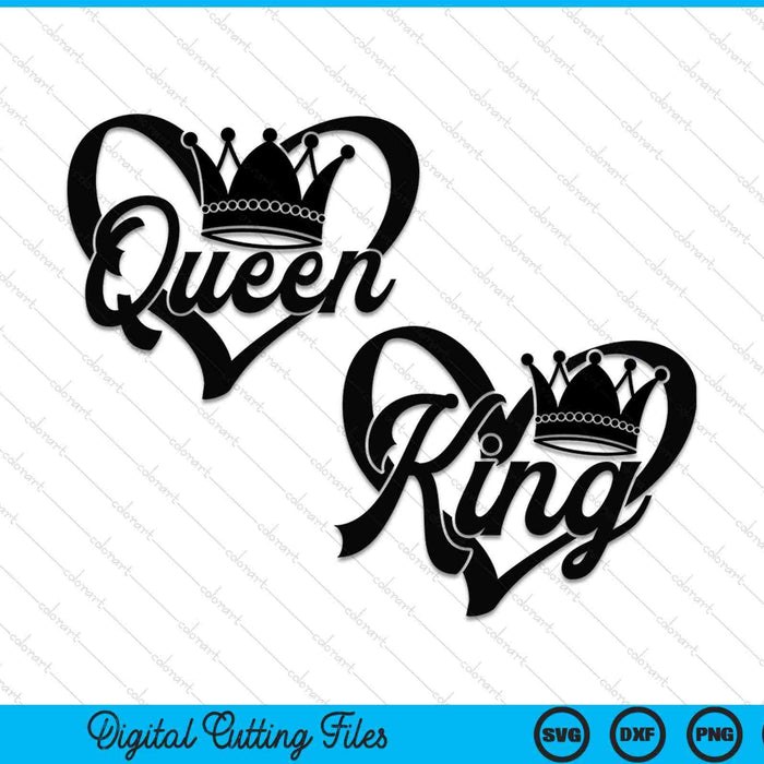 King And Queen Matching Couple SVG PNG Cutting Printable Files