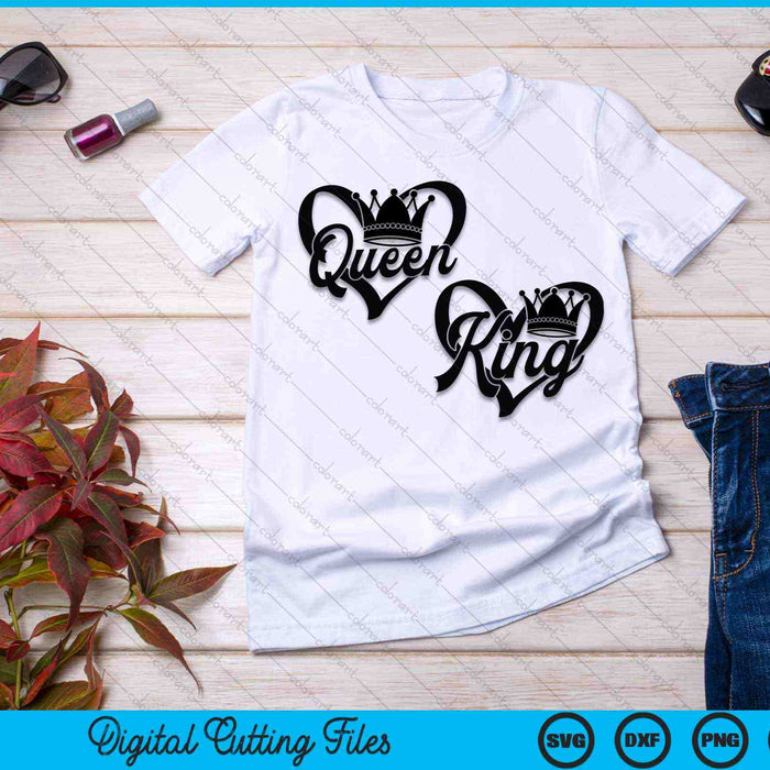 King And Queen Matching Couple SVG PNG Cutting Printable Files