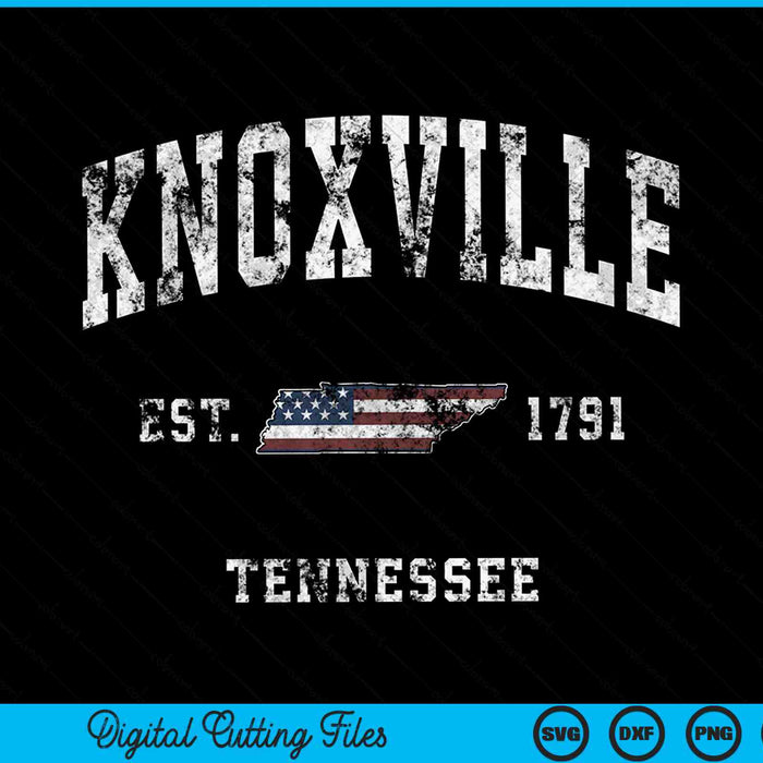 Knoxville Tennessee TN Vintage American Flag Sports SVG PNG Digital Cutting Files