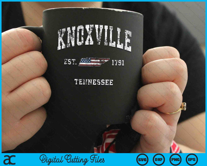 Knoxville Tennessee TN Vintage American Flag Sports SVG PNG Digital Cutting Files