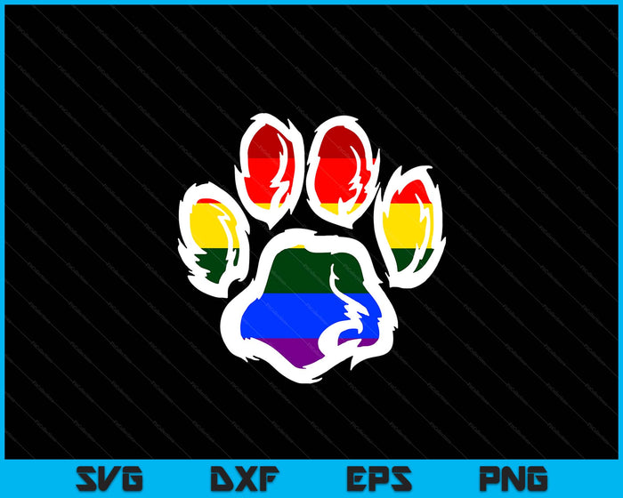 LGBT Ally Furry Pride Rainbow Fursuit Dog Paw Print SVG PNG Digital Printable Files