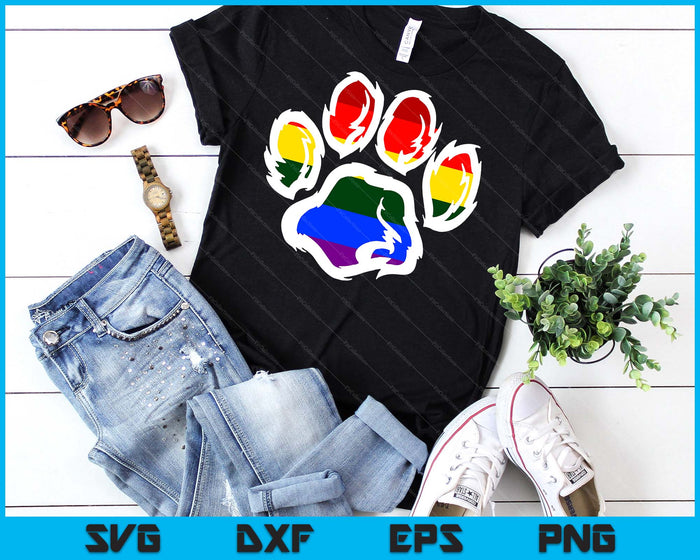 LGBT Ally Furry Pride Rainbow Fursuit Dog Paw Print SVG PNG Digital Printable Files