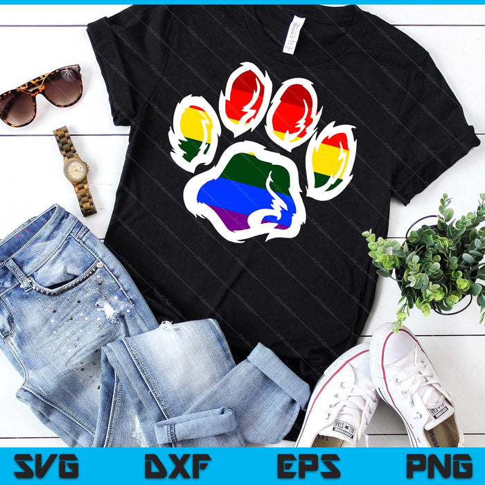 LGBT Ally Furry Pride Rainbow Fursuit Dog Paw Print SVG PNG Digital Printable Files