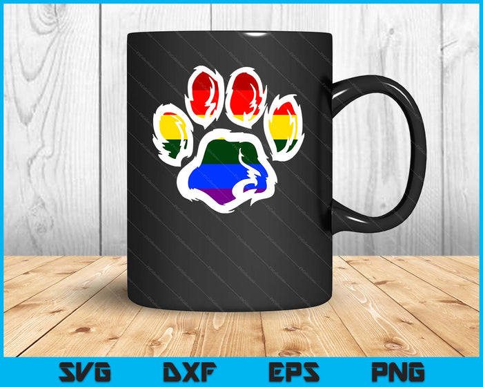 LGBT Ally Furry Pride Rainbow Fursuit Dog Paw Print SVG PNG Digital Printable Files
