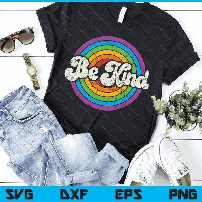 LGBTQ wees vriendelijk Gay Pride LGBT Ally Rainbow Flag Retro Vintage SVG PNG digitale snijbestanden